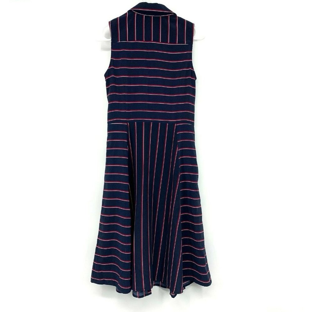 Tommy Hilfiger Shirt Dress Navy Blue Stripe Button Down Sleeveless - Picture 5 of 7